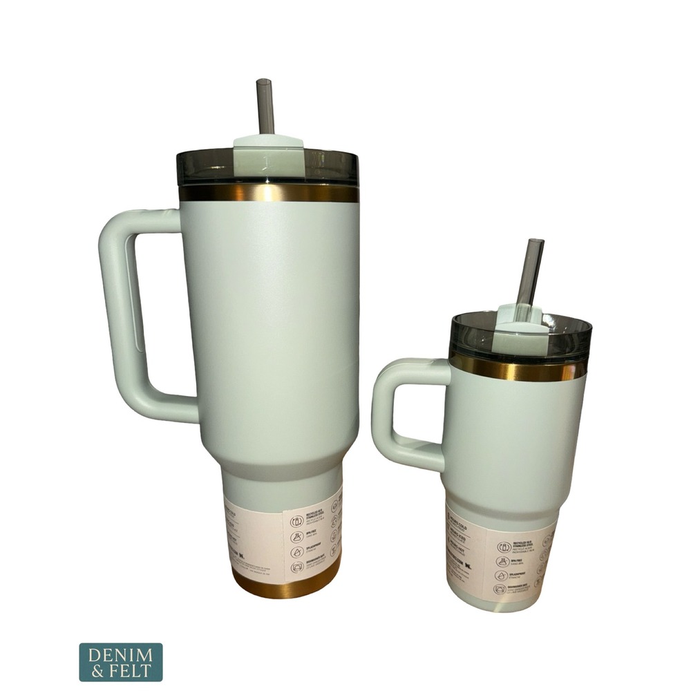NEW Stanley Holiday Quencher H2.0 Gilded Celadon Mommy & Me Tumbler Set Rare - Picture 11 of 13